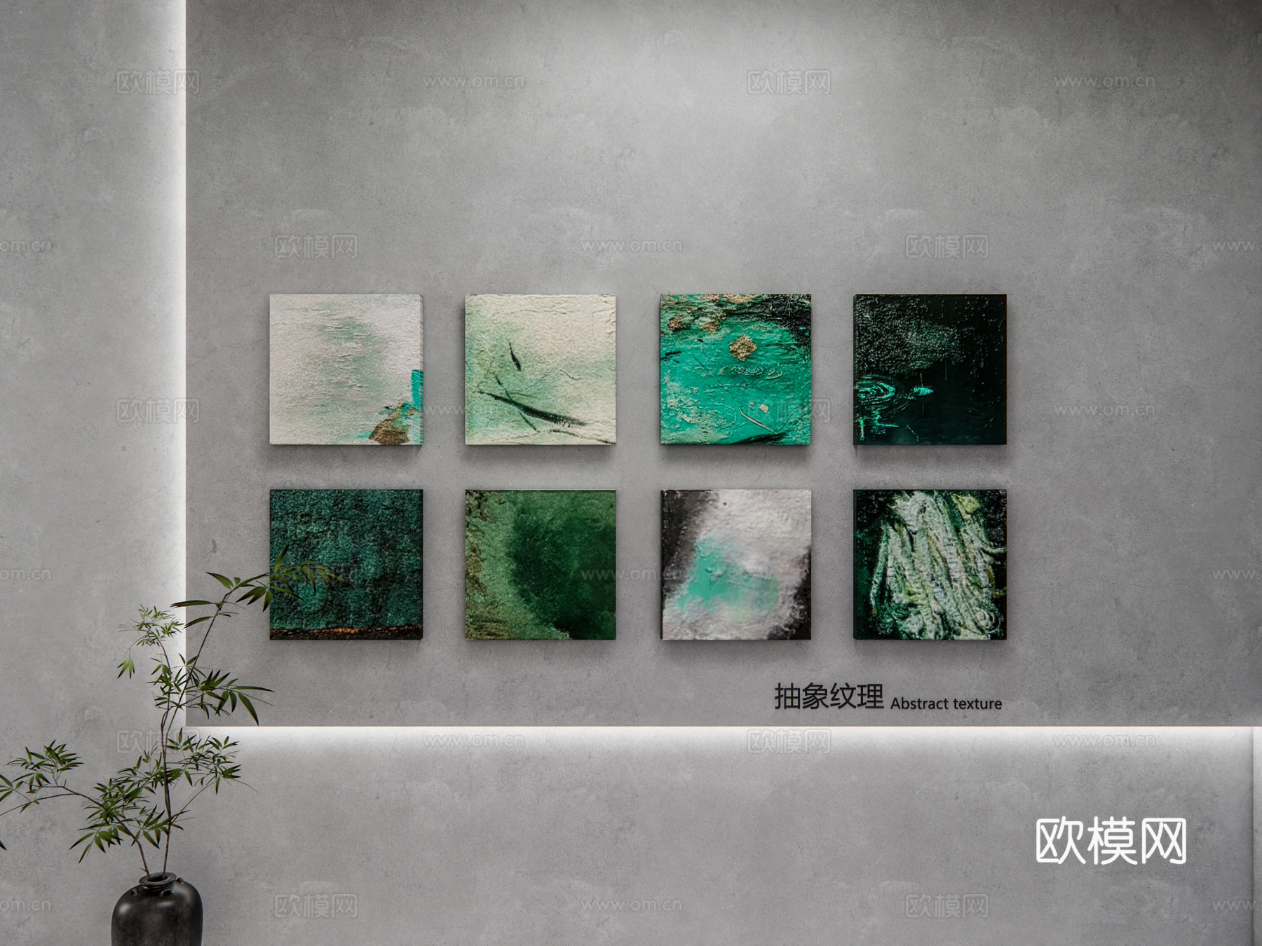 现代油画 现代极简油画 抽象风景油画 肌理画 高端艺术油画su模型