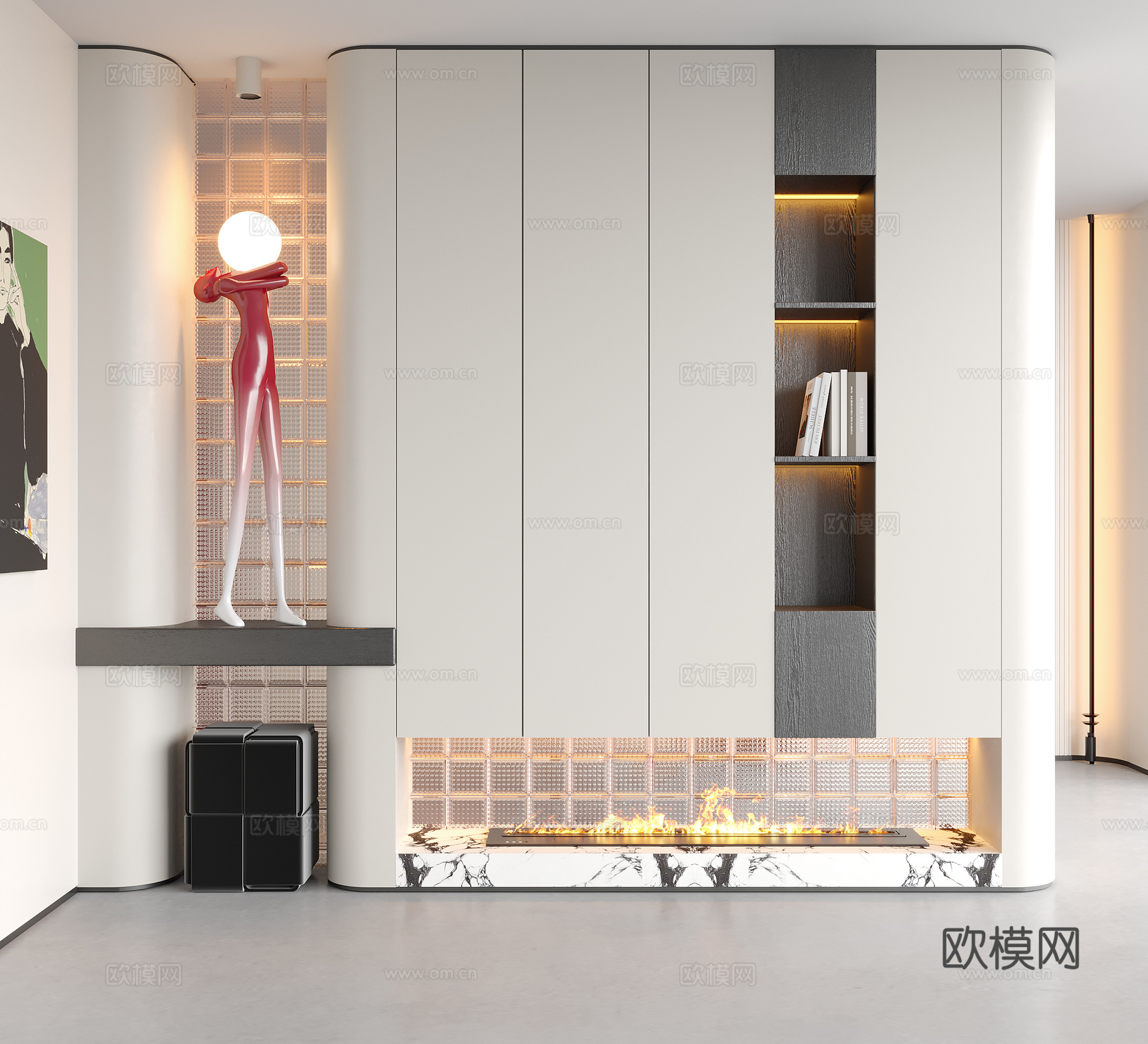 现代装饰性玄关 入户玄关 玄关隔断 雕塑摆件su模型
