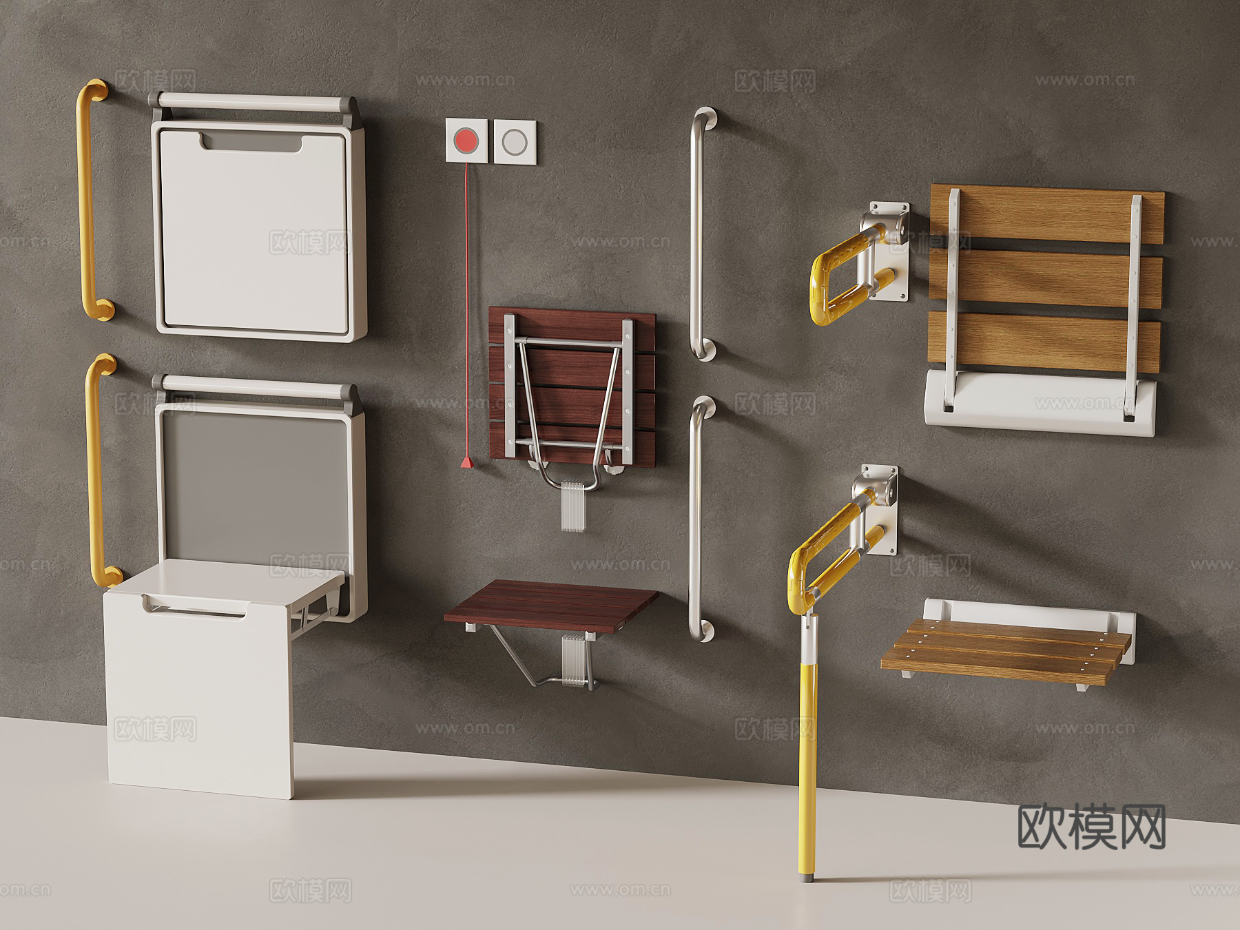 现代残障卫浴用品 无障碍换鞋凳3d模型