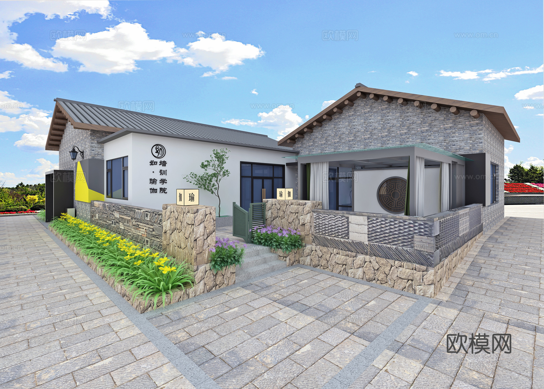 瑜伽，民宿3d模型