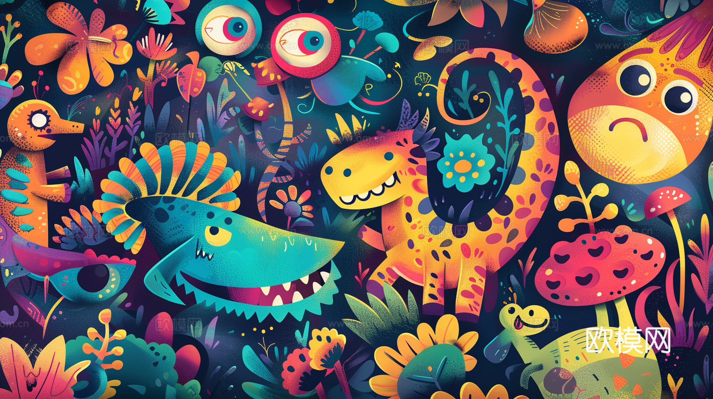 儿童房墙绘下载（渲染图4）