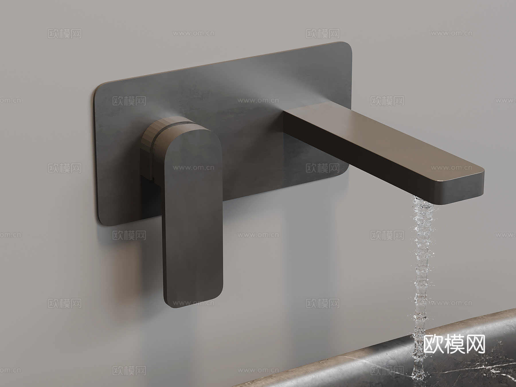 现代墙排水龙头3d模型