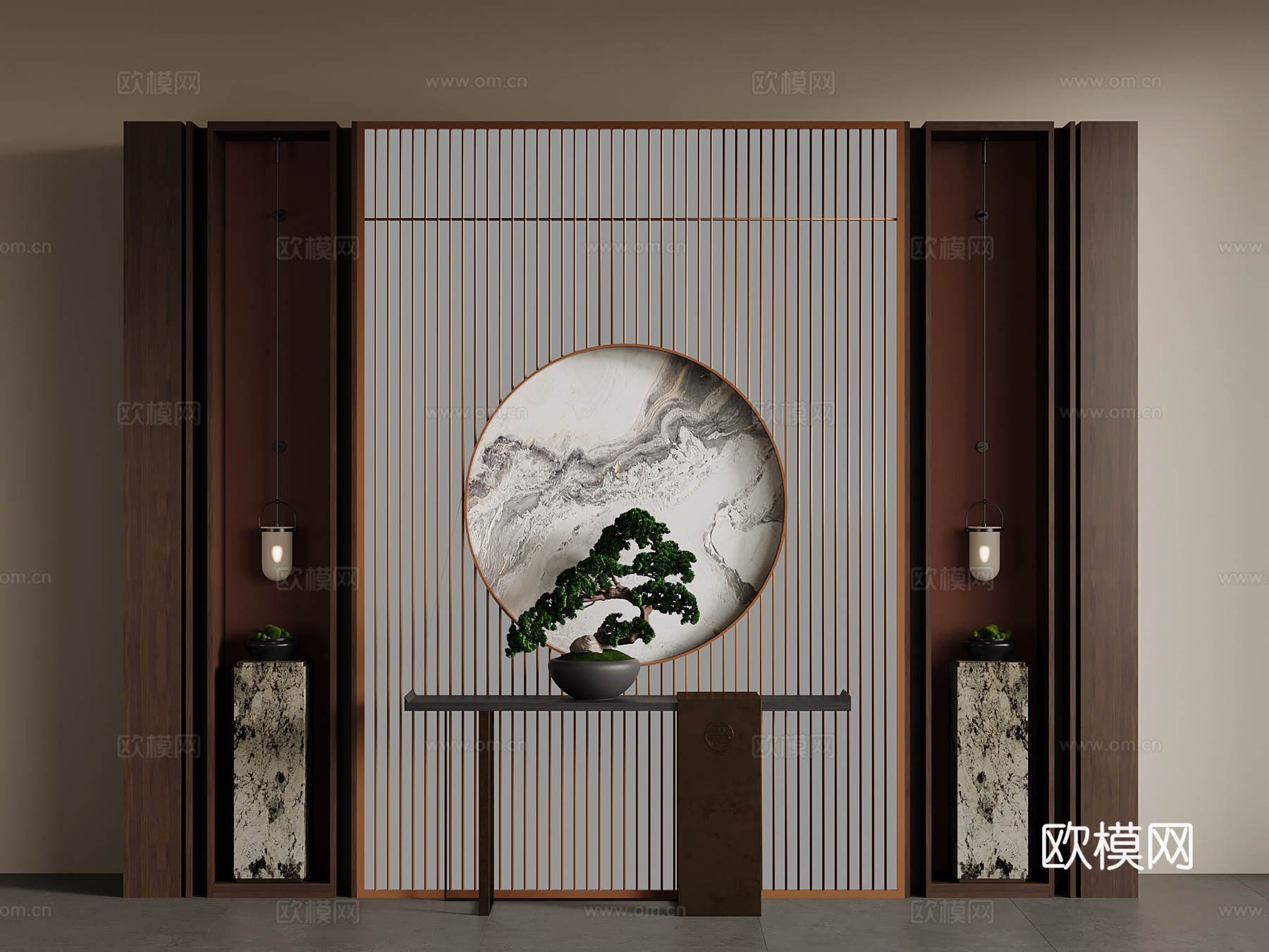 新中式隔断su模型