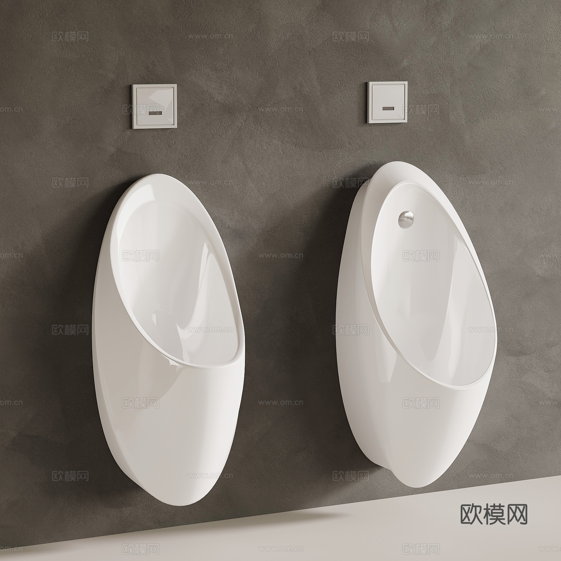 现代小便斗 小便器su模型