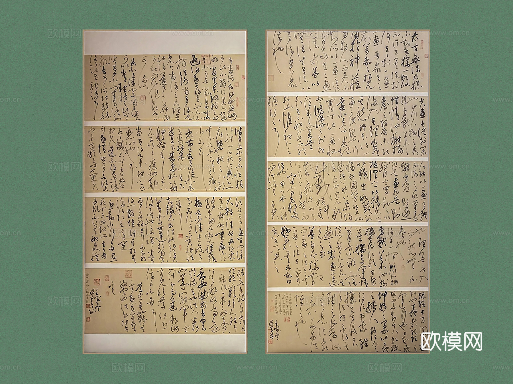 书法展 新中式字画 禅意挂画 字画 挂画组合 茶室挂画 书法su模型