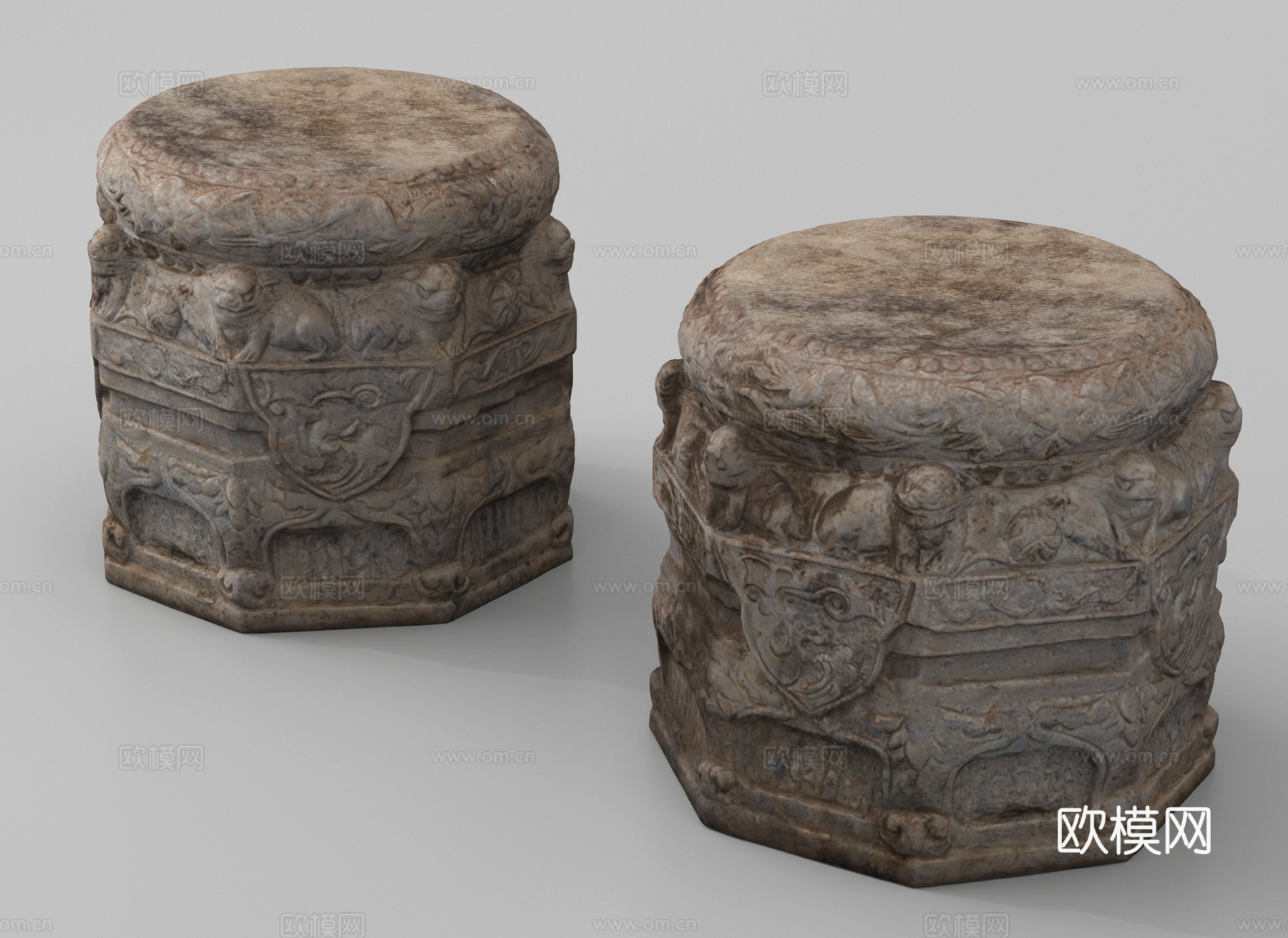 旧石凳 石头雕刻 石头3d模型