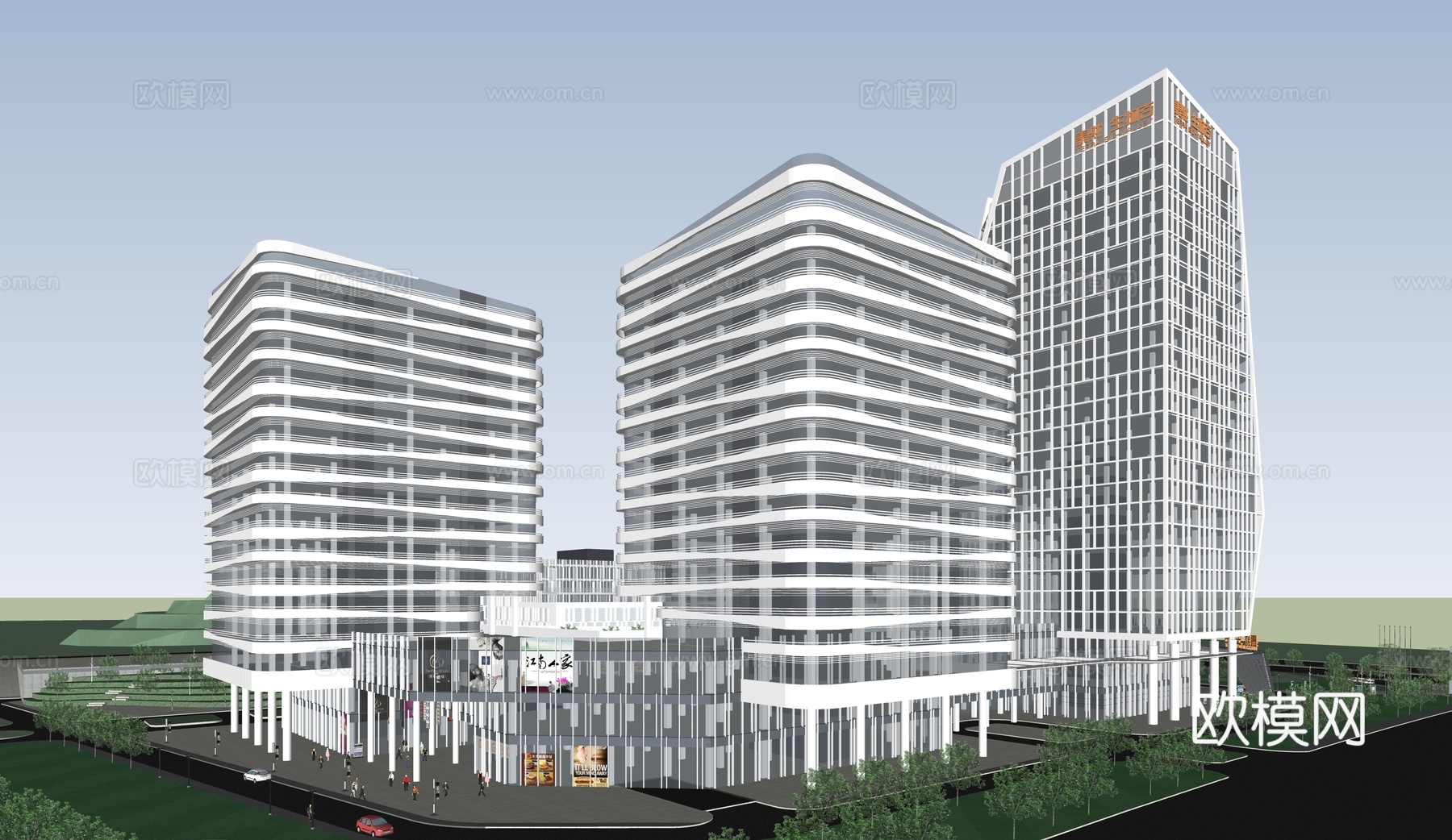 现代办公楼 酒店建筑 圆形商业综合体 商业街 产业园区su模型