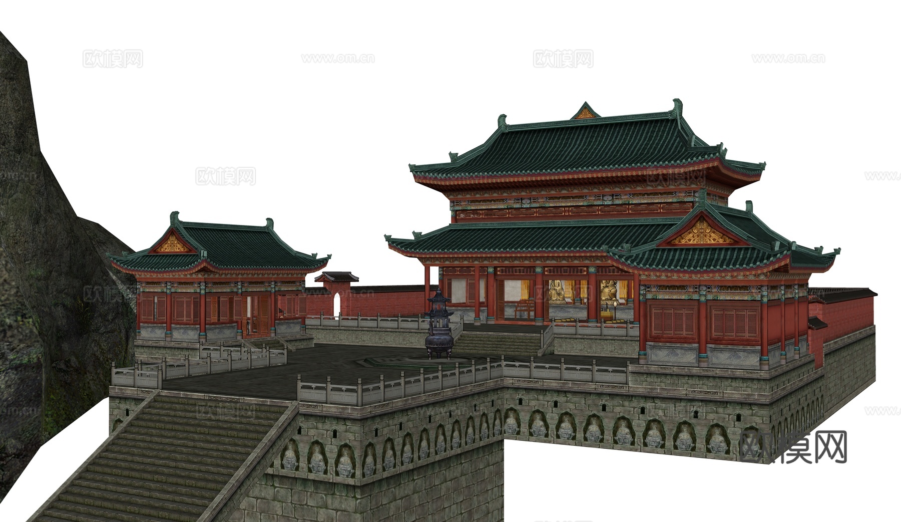 中式阁楼 游戏场景建筑 寺庙 道观su模型