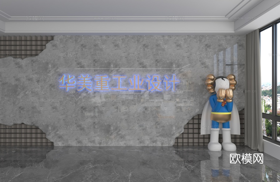 现代背景墙3d模型下载