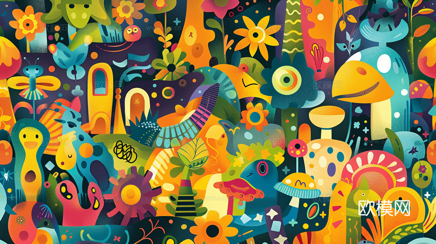 儿童房墙绘下载（渲染图3）