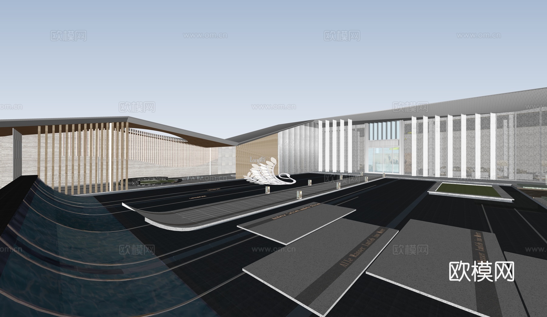 现代售楼处 售楼部景观 会所建筑 展馆建筑 展馆建筑su模型
