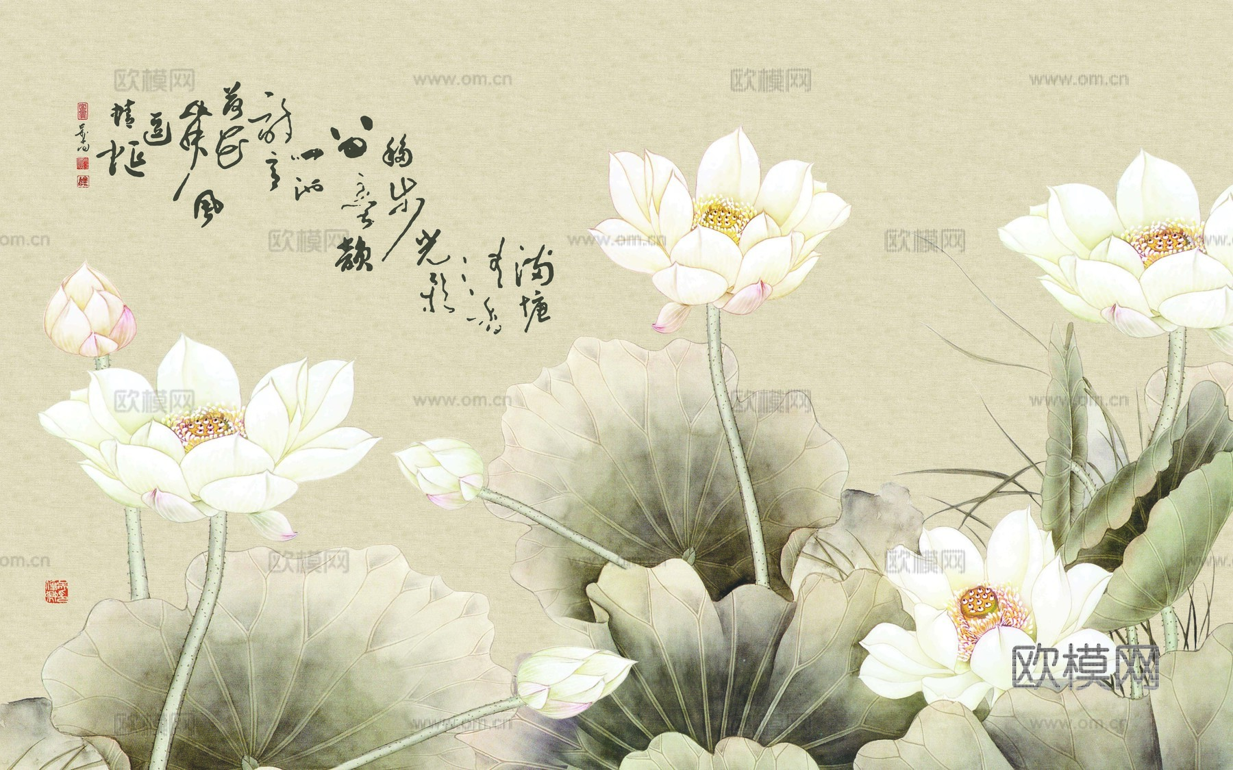 新中式花鸟壁纸壁画