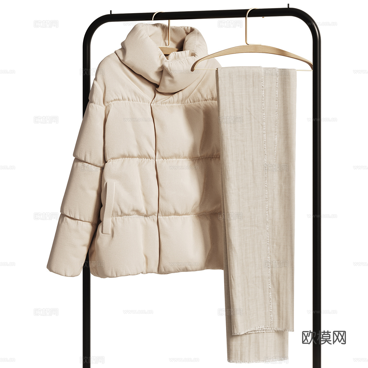 现代奶油风服饰鞋帽 衣架3d模型