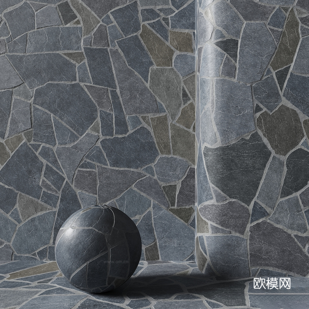 石砖 石墙 青石板3d模型