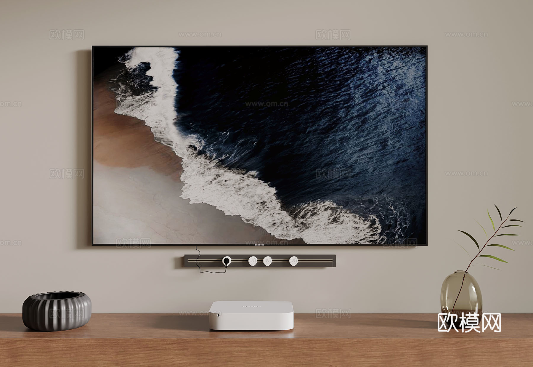 现代壁挂电视 智能电视3d模型