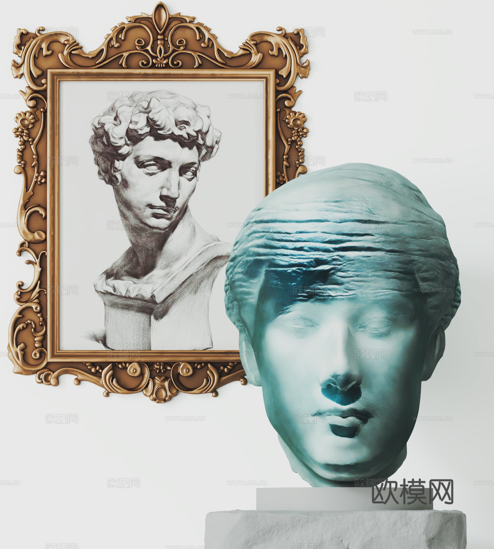 欧式石膏雕塑 人像雕塑 艺术雕塑 装置摆件 挂画3d模型