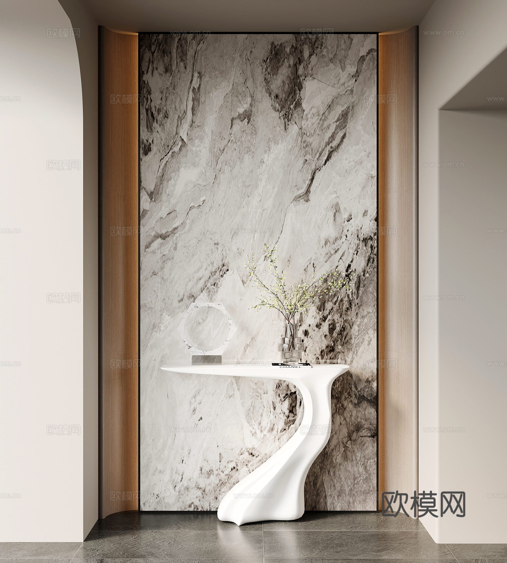 现代简约玄关背景 端景台su模型