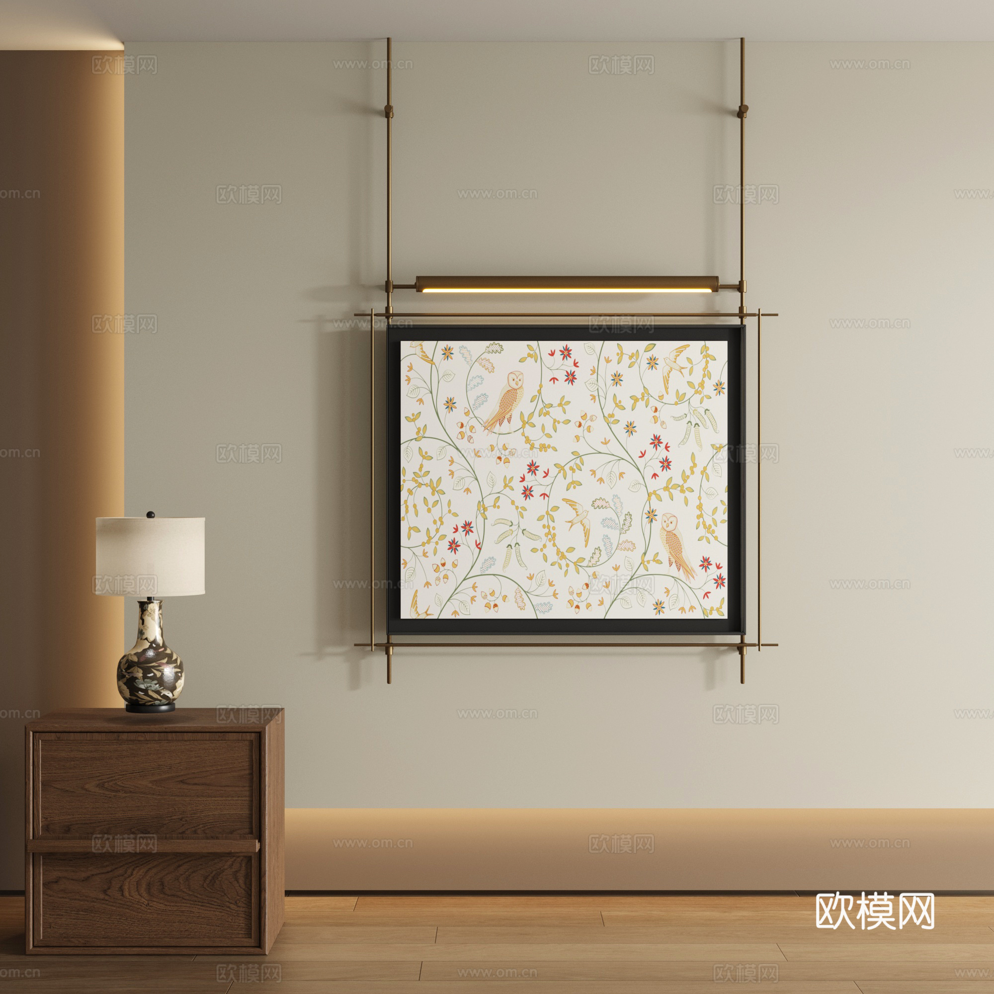现代吊杆装饰画su模型