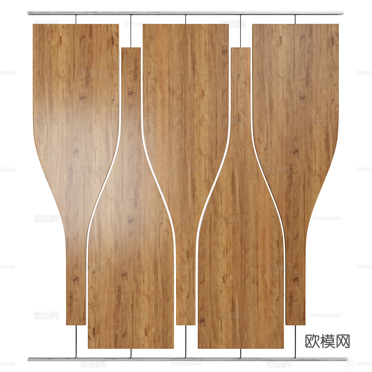新中式滑轨木隔板3d模型
