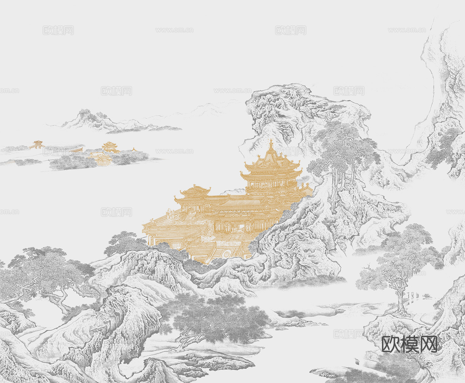新中式水墨壁画