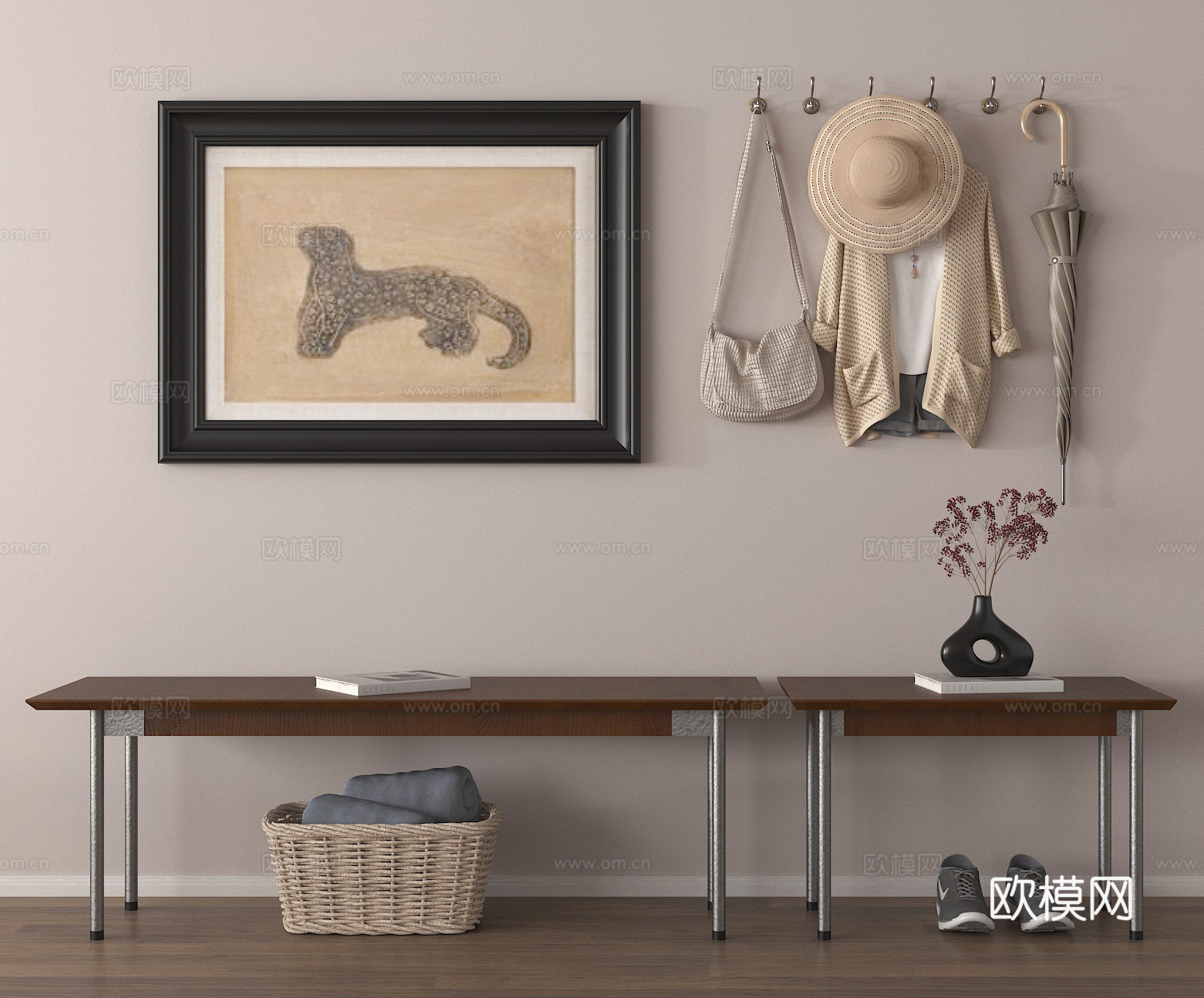 长条凳 换鞋凳 挂画 装饰画 衣帽钩su模型