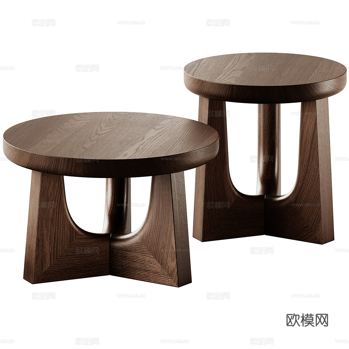 新中式 Poliform Nara 木制茶几3d模型
