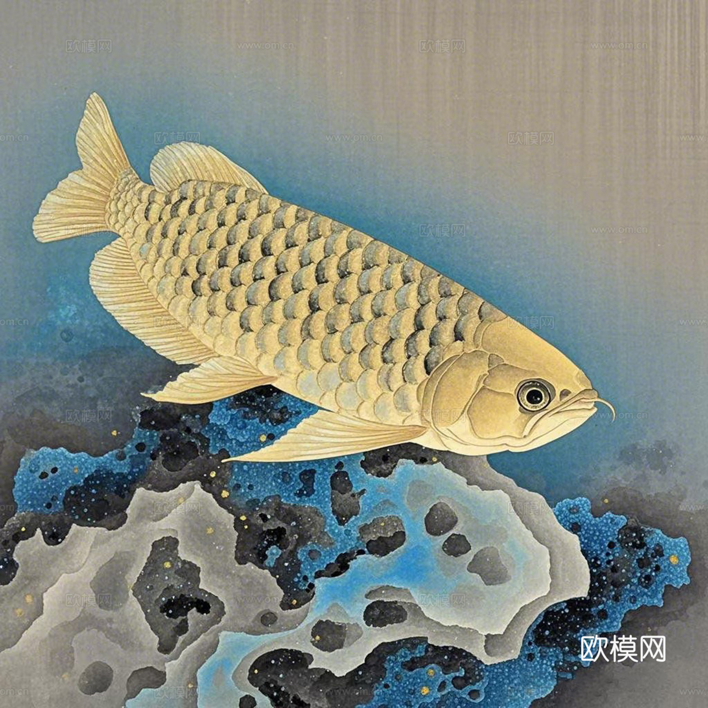 新中式抽象鲤鱼装饰画