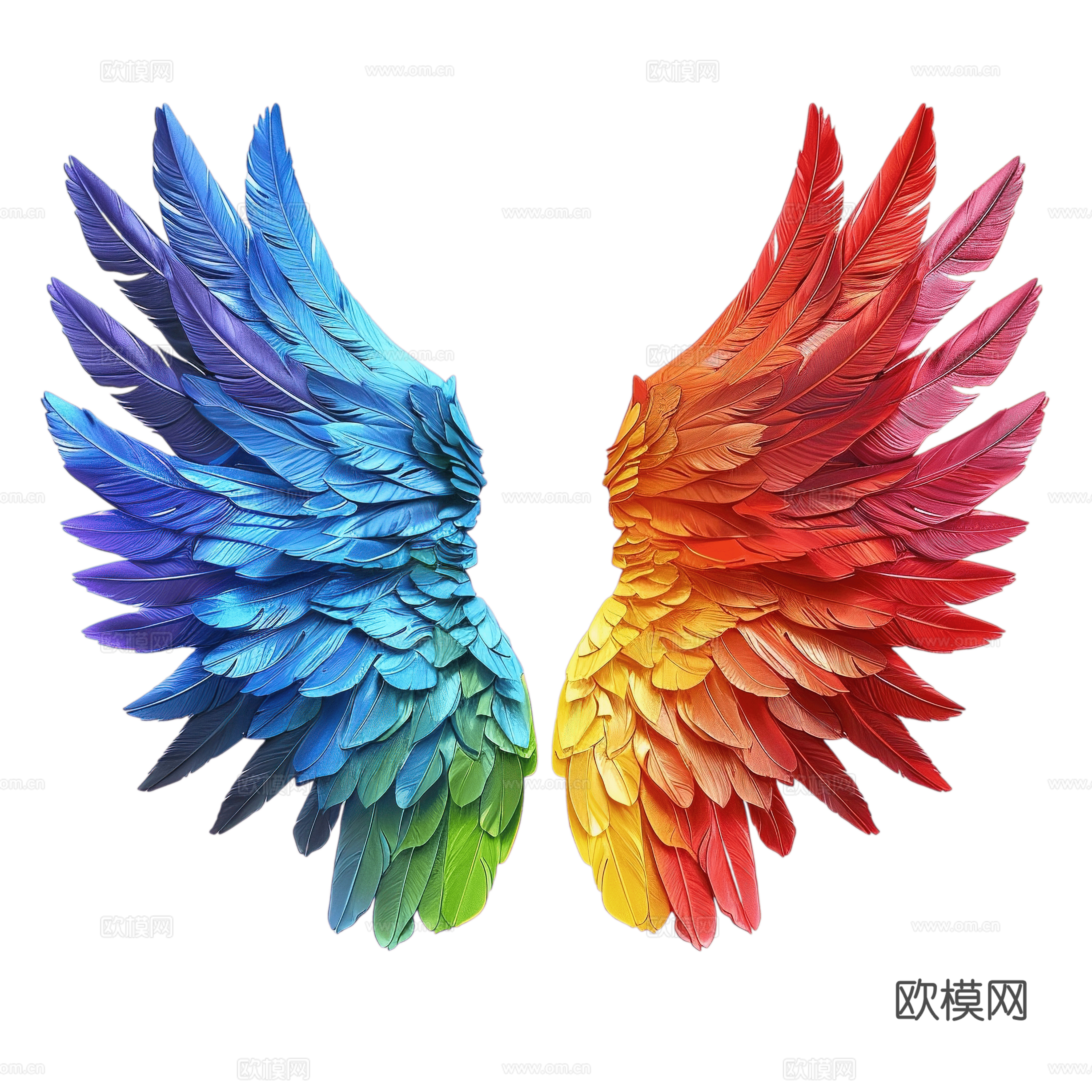 免抠彩色翅膀 天使翅膀 展开 羽翼