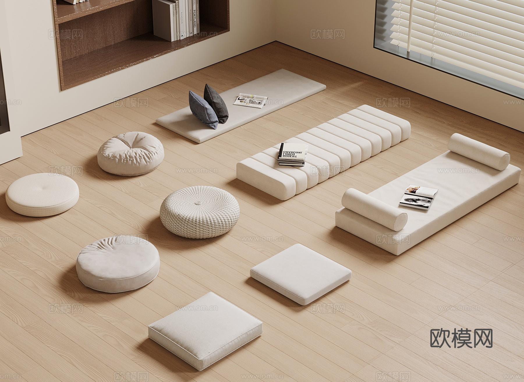 新中式坐垫 瑜伽垫3d模型