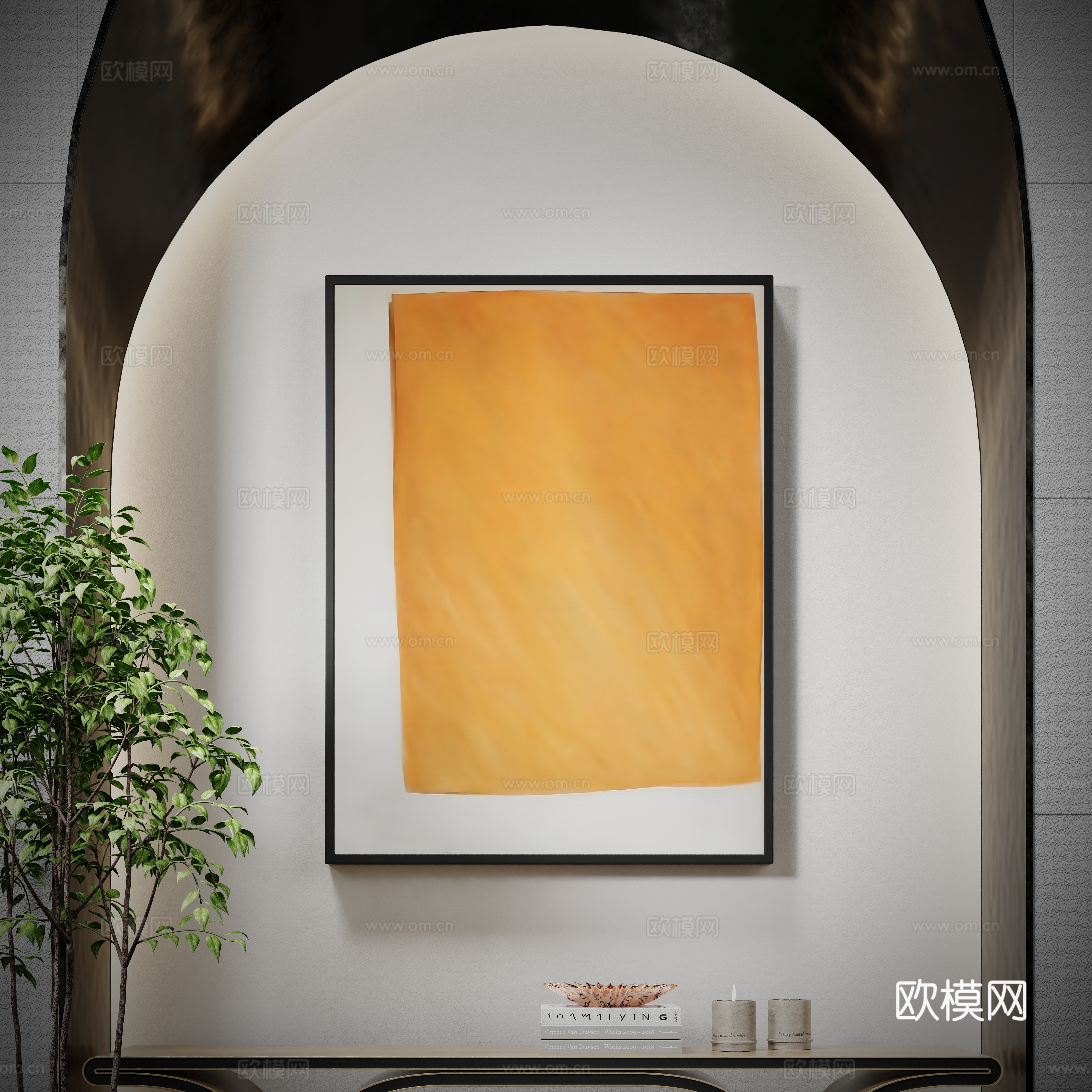 现代艺术抽像色块挂画su模型