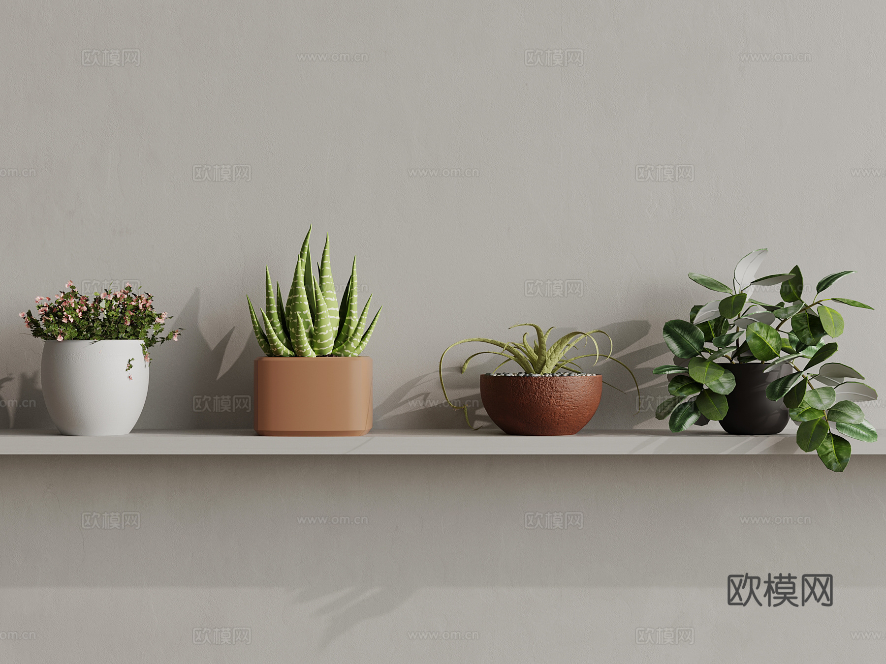 现代桌面盆栽su模型