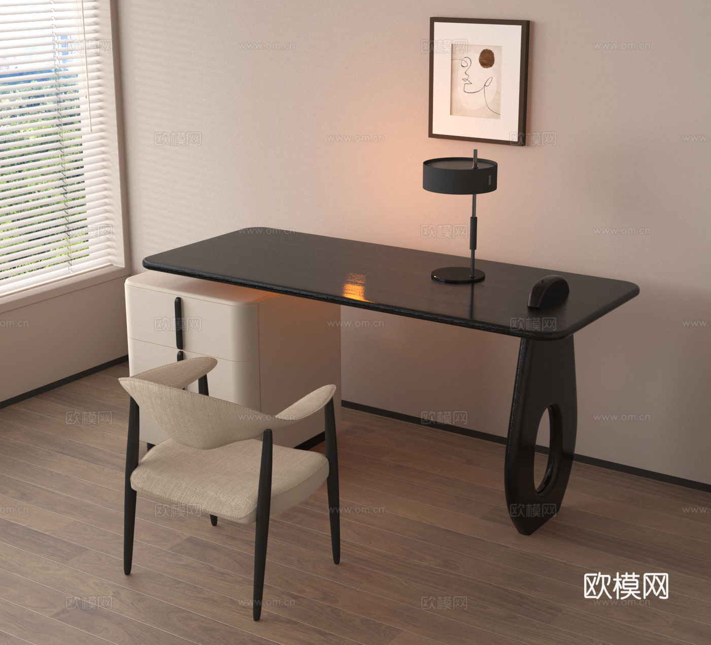 电脑桌 办公桌 阅读桌 书房桌椅3d模型