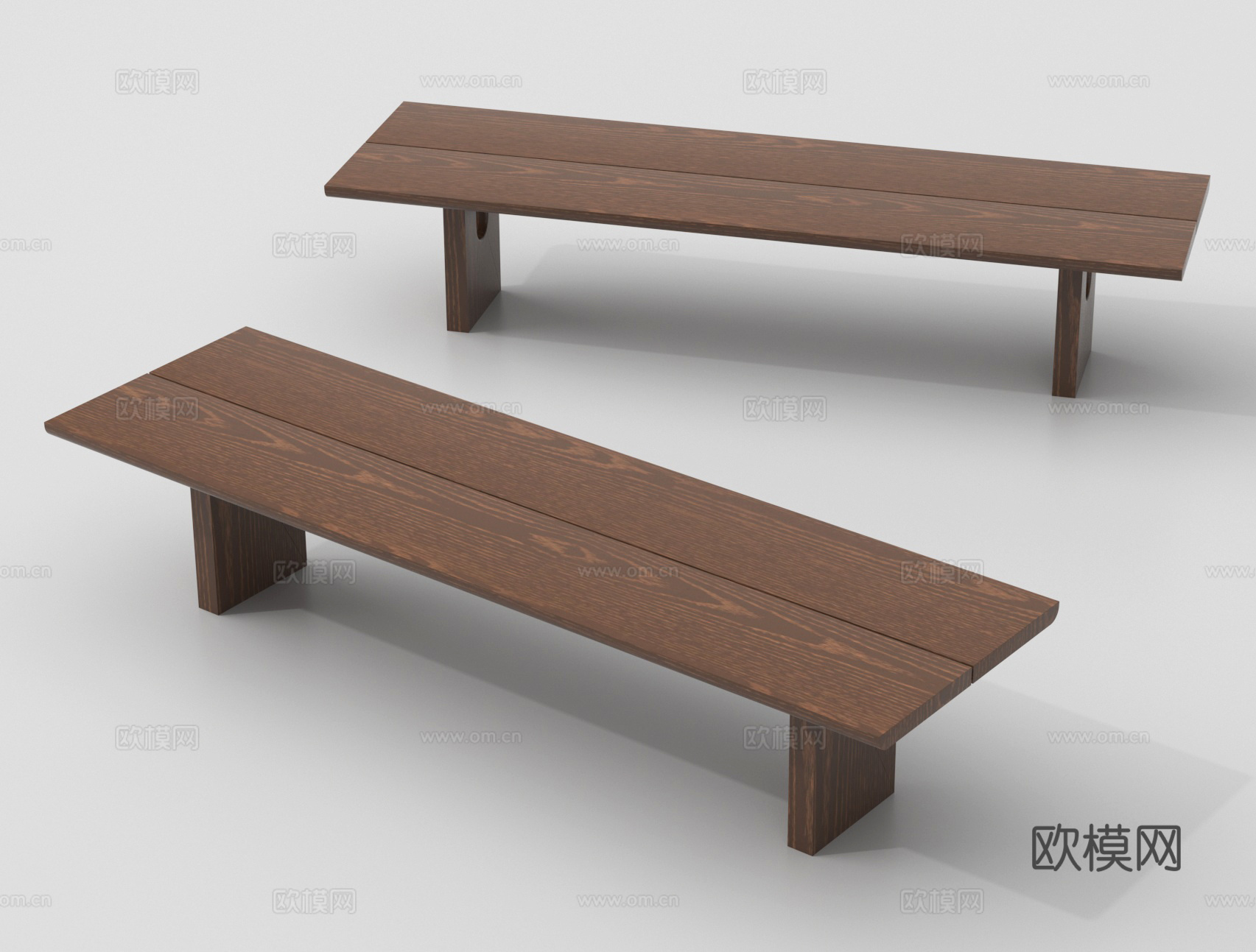 长条凳 木凳 户外凳 公共座椅3d模型
