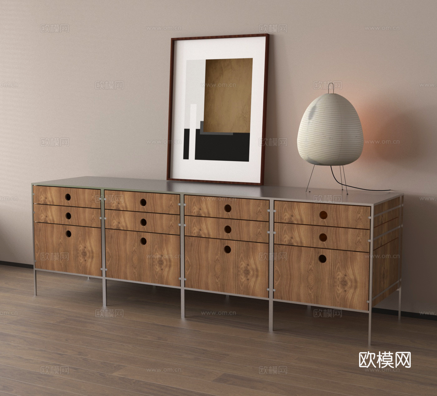 边柜 斗柜 置物柜 储物柜 装饰画su模型