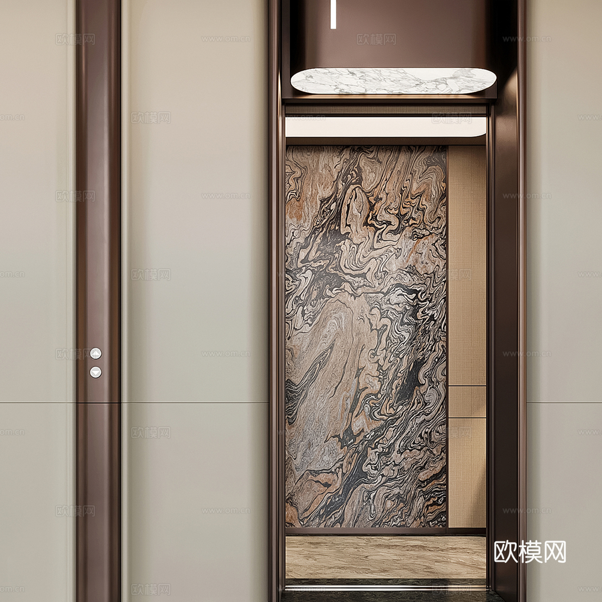 现代轻奢酒店电梯厅su模型