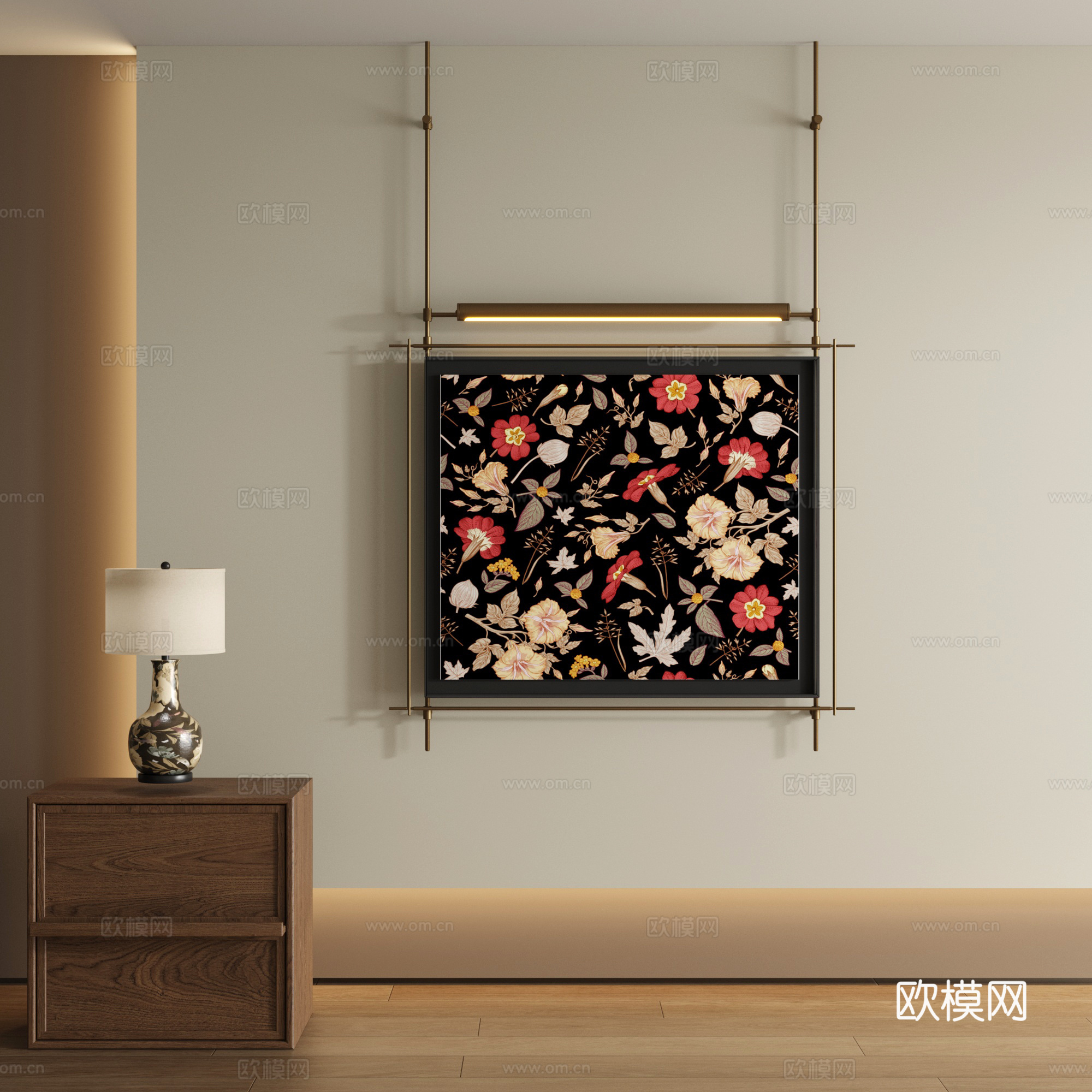 现代吊杆装饰画su模型