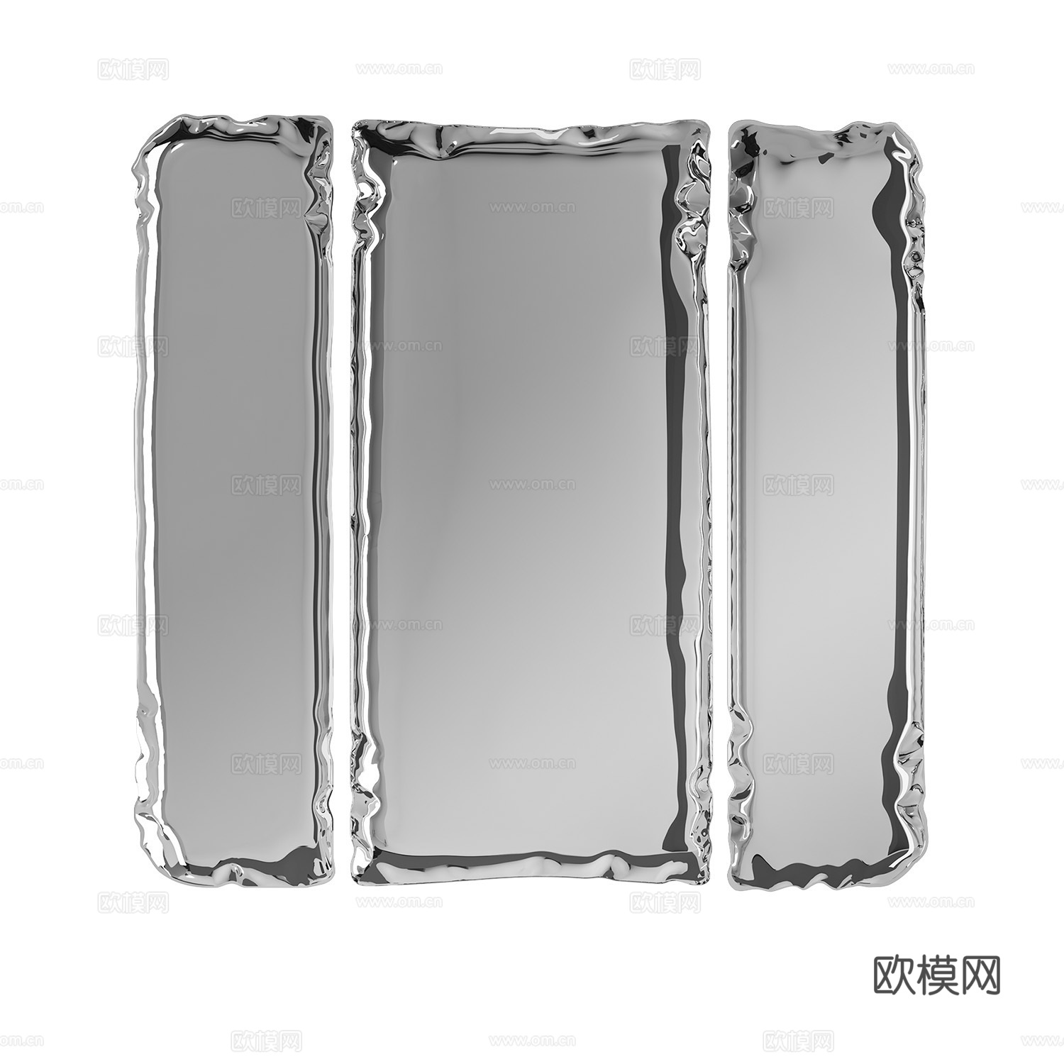 现代金属装饰镜子3d模型