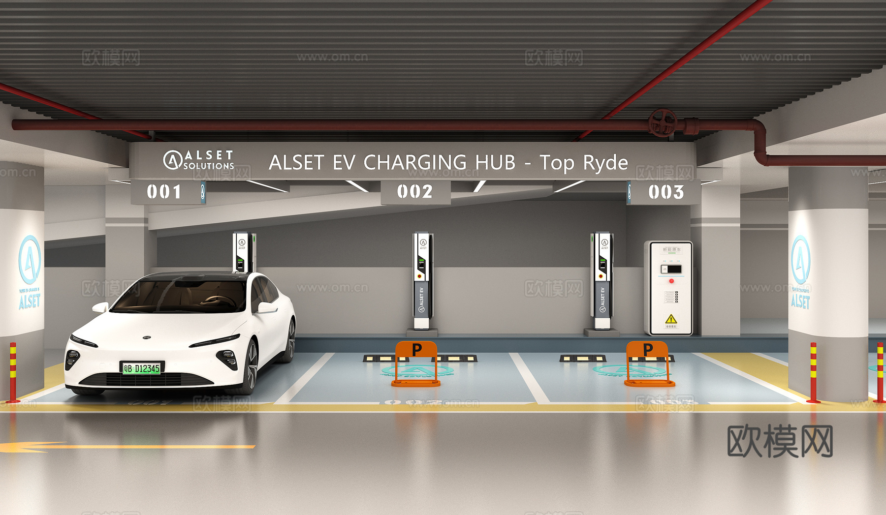 充电桩停车场3d模型