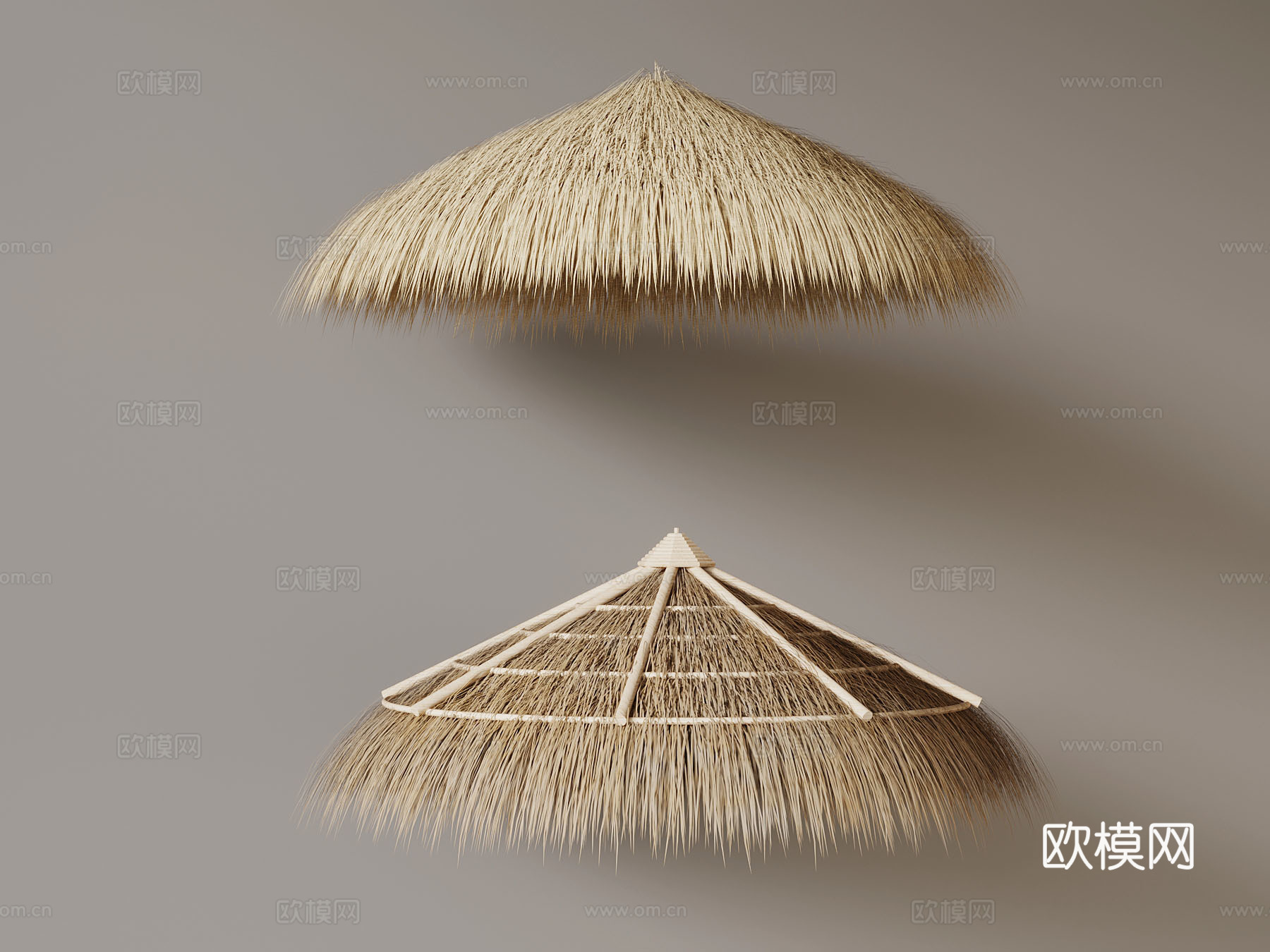 现代茅草屋檐 圆形屋檐3d模型