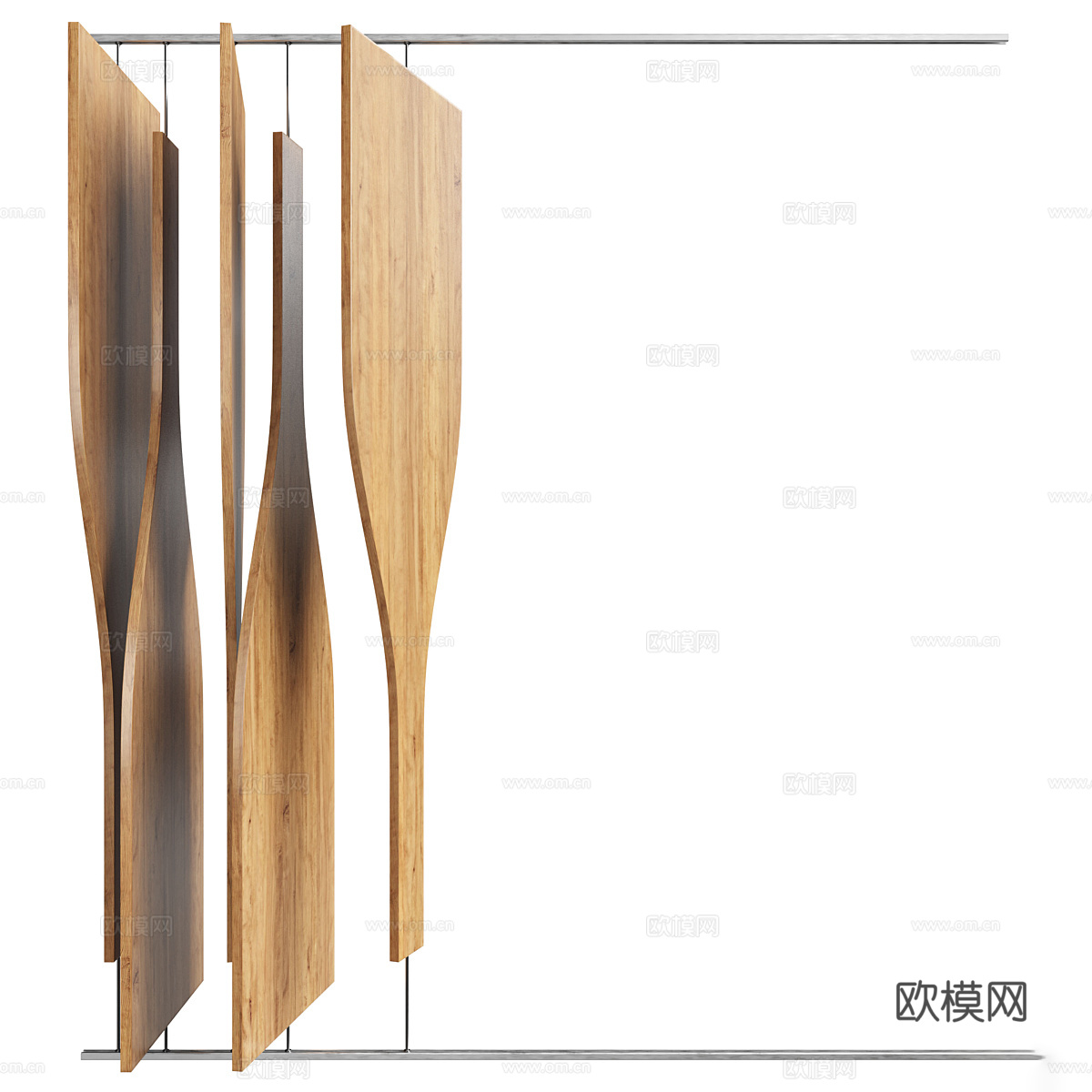 新中式滑轨木隔板3d模型