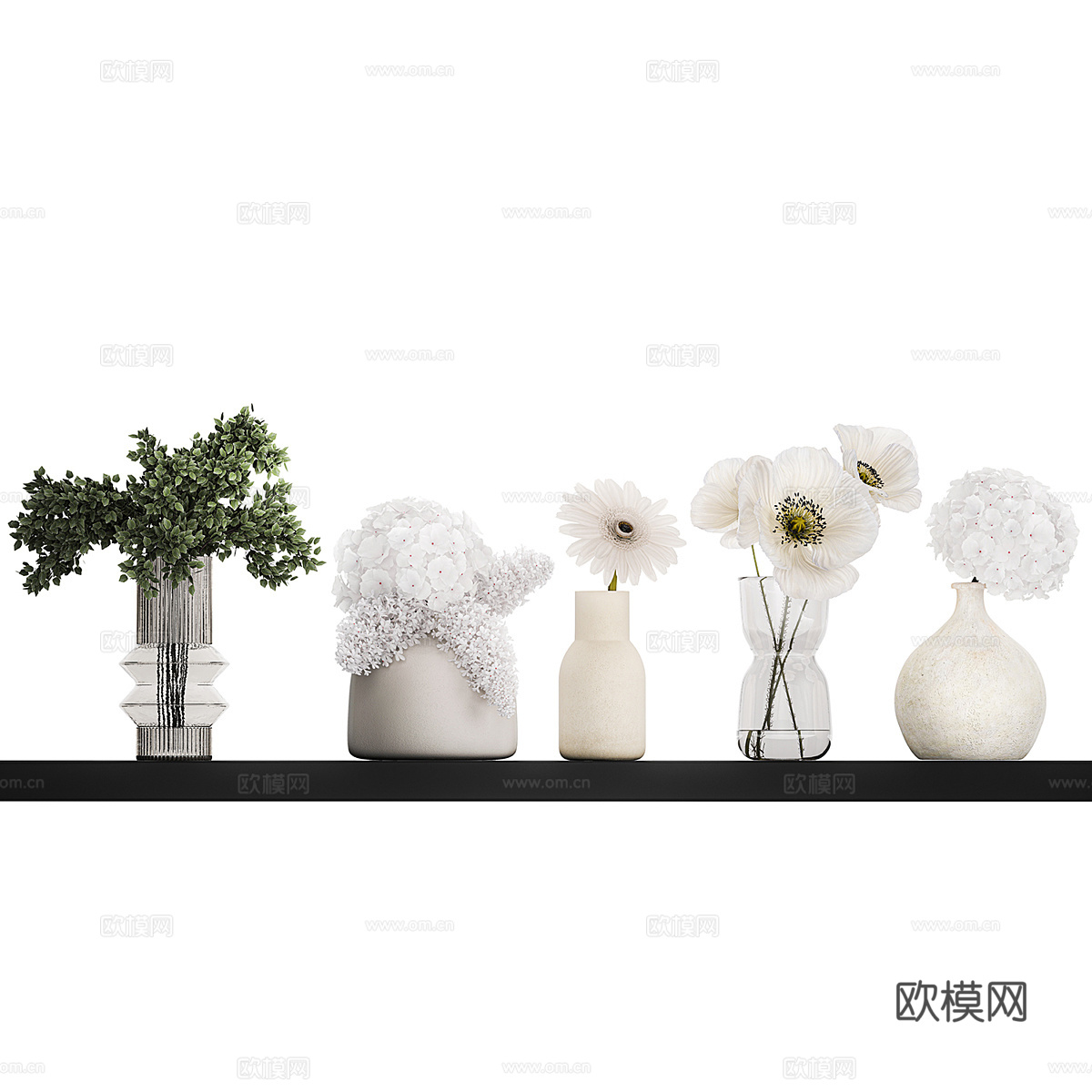 现代奶油风花瓶花艺3d模型