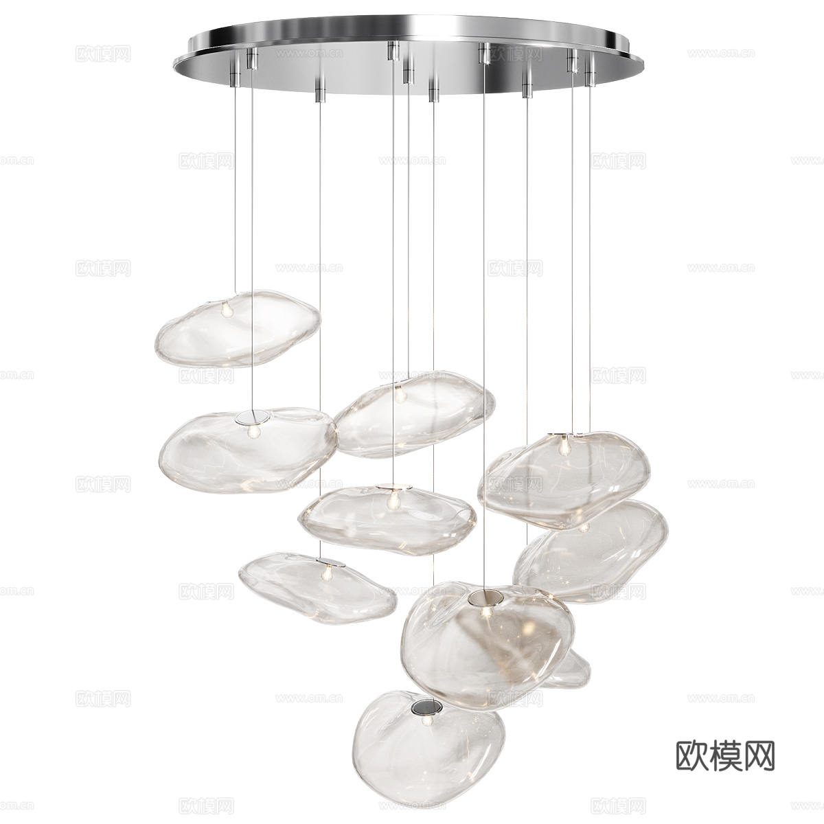 现代意式极简 Bocci 随机玻璃吊灯3d模型