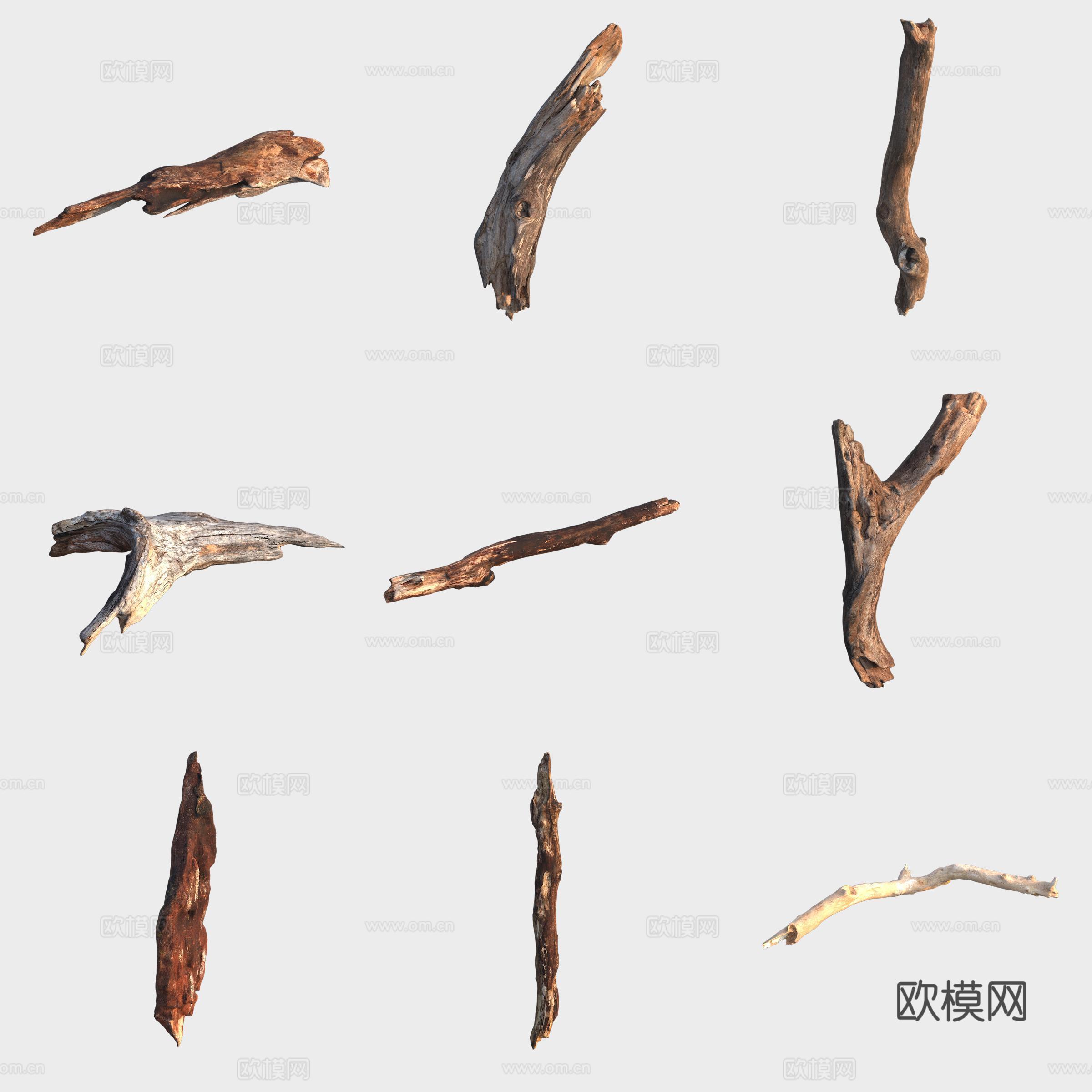 树干树枝树桩枯木3d模型