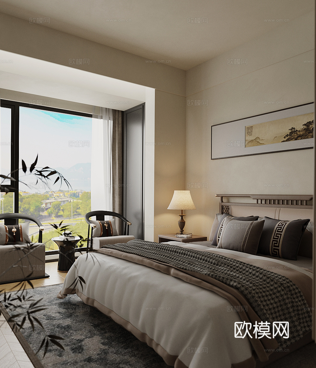 新中式家居卧室 主卧3d模型