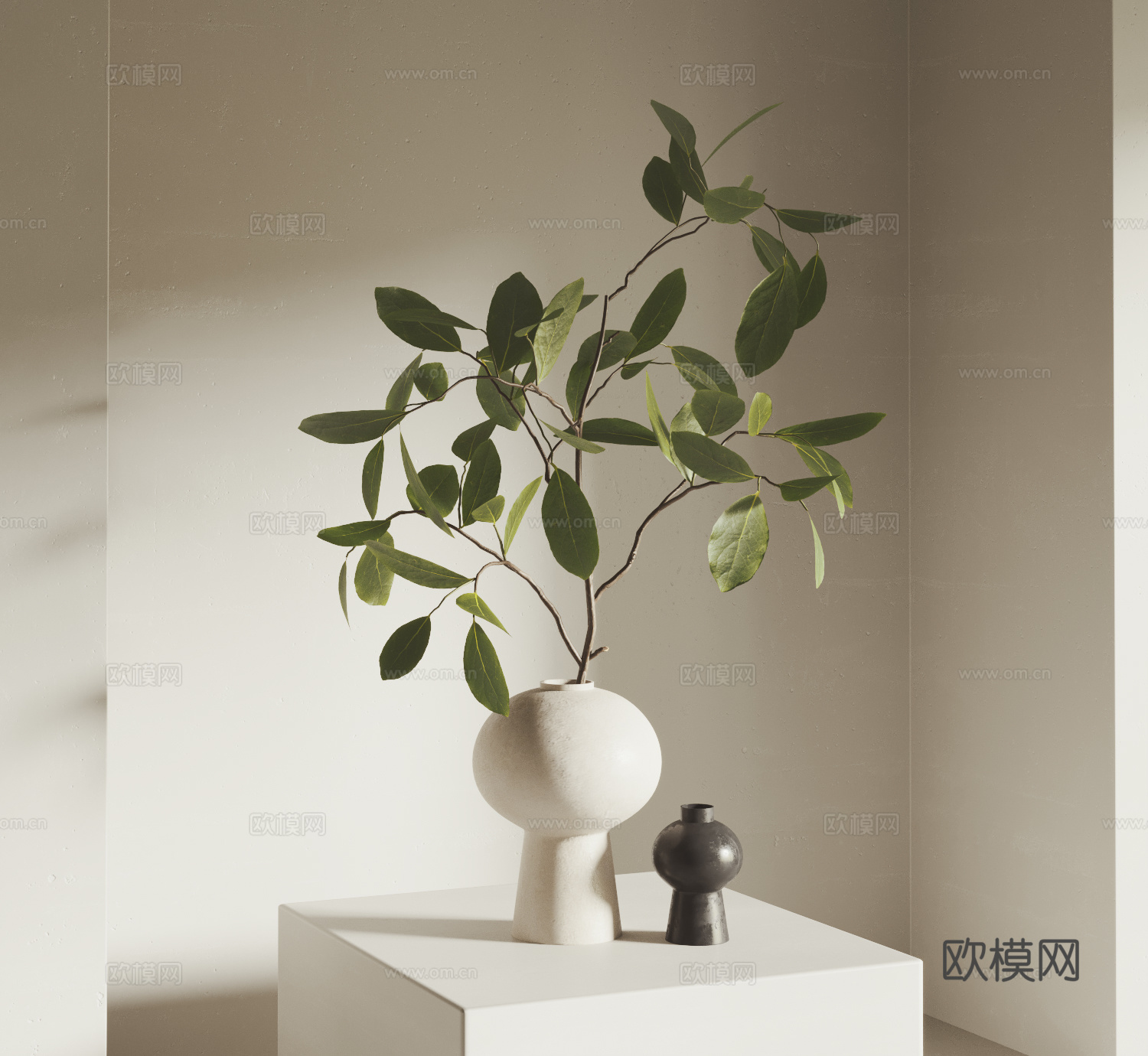 侘寂中古风花瓶 奶油风花瓶 陶瓷花瓶 装饰品摆件 餐桌摆件su模型