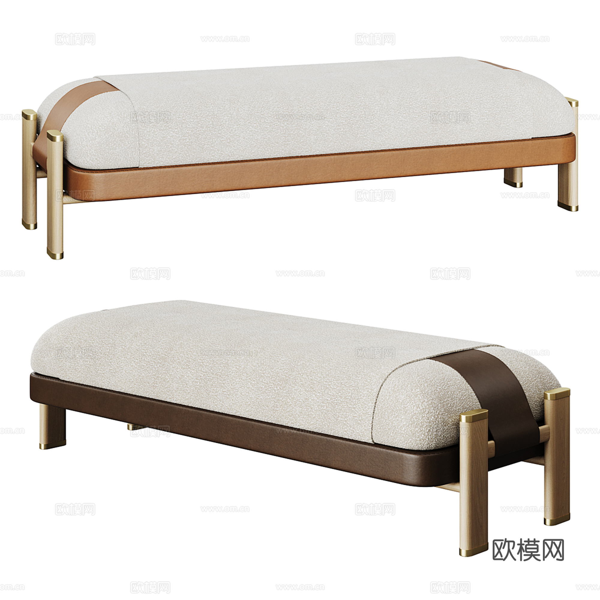 现代沙发凳 矮凳 长凳 床尾凳su模型