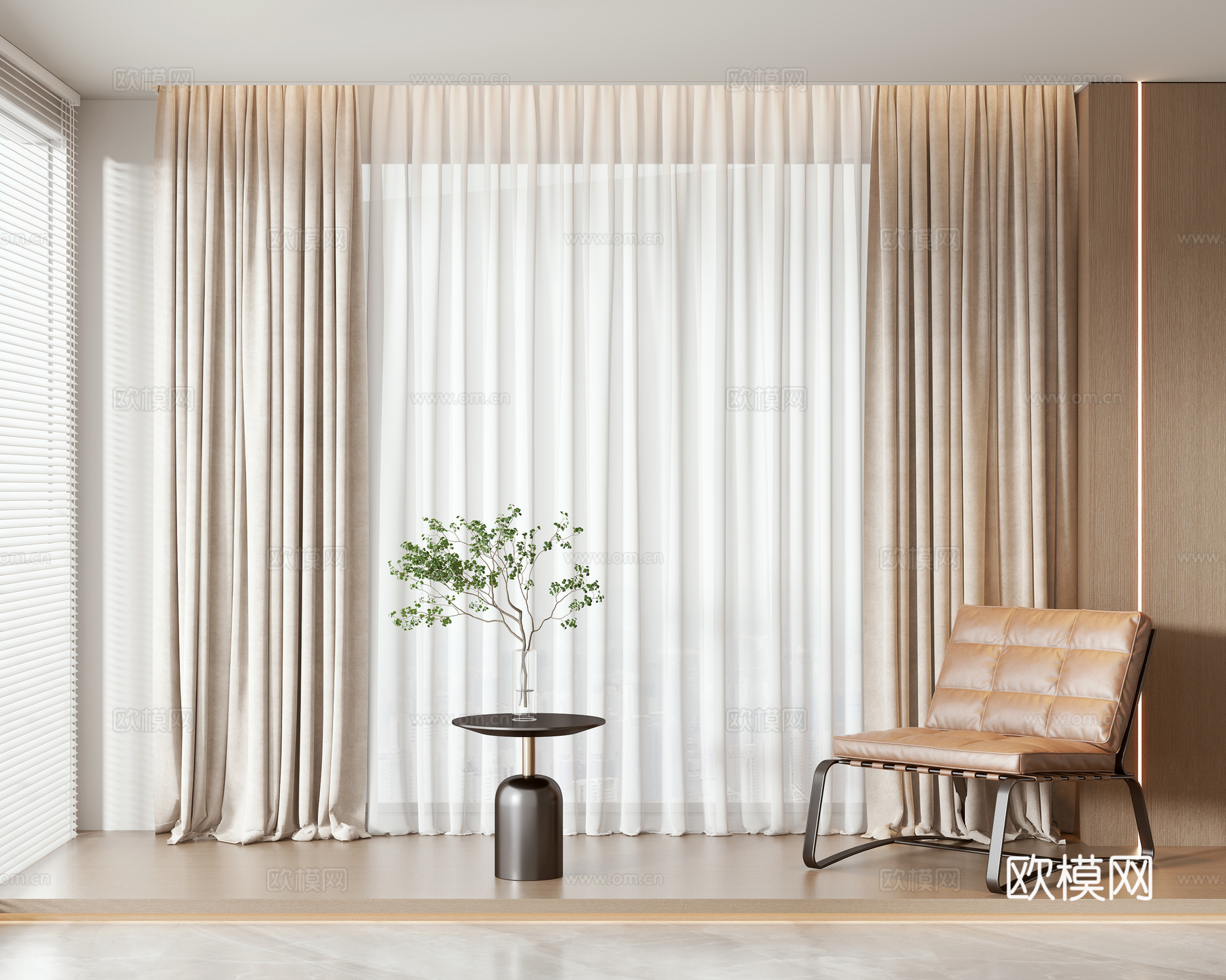 现代窗帘3d模型下载