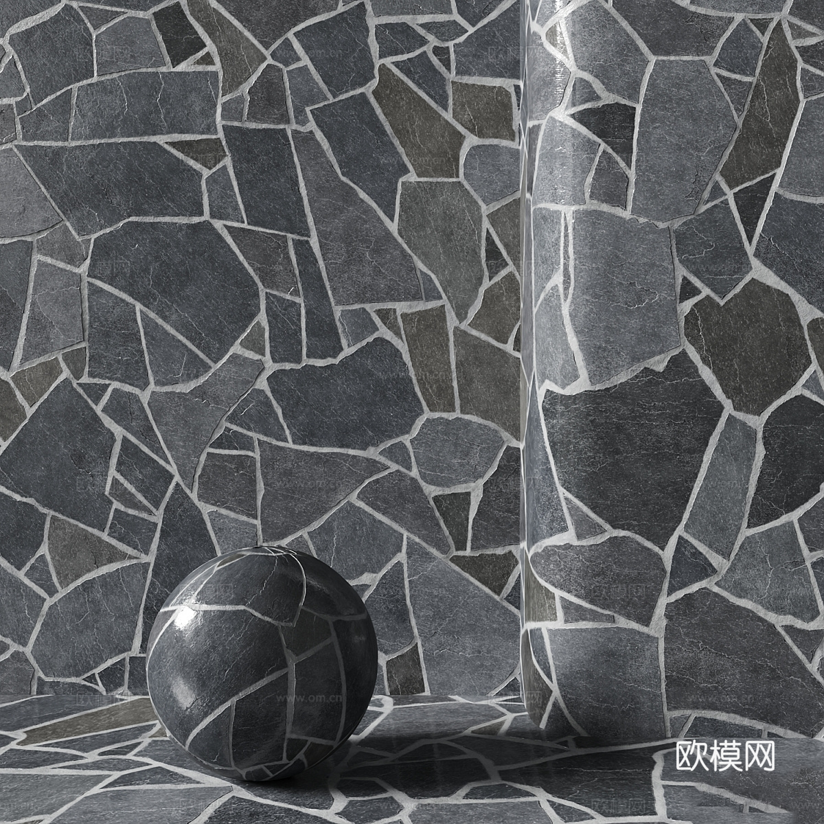 石砖 石墙 青石板3d模型