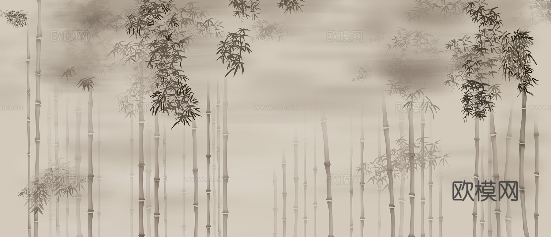 中式写意植物壁画壁纸