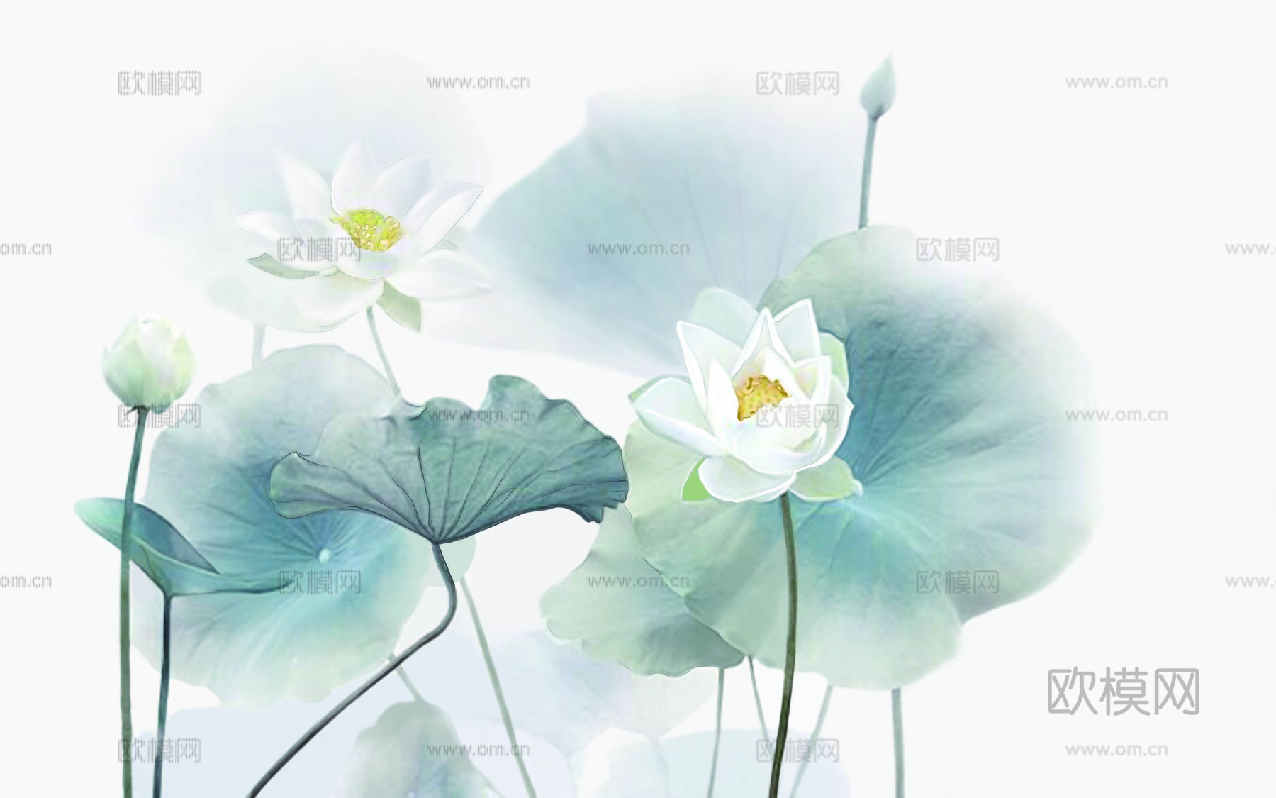 新中式花鸟壁画 壁纸
